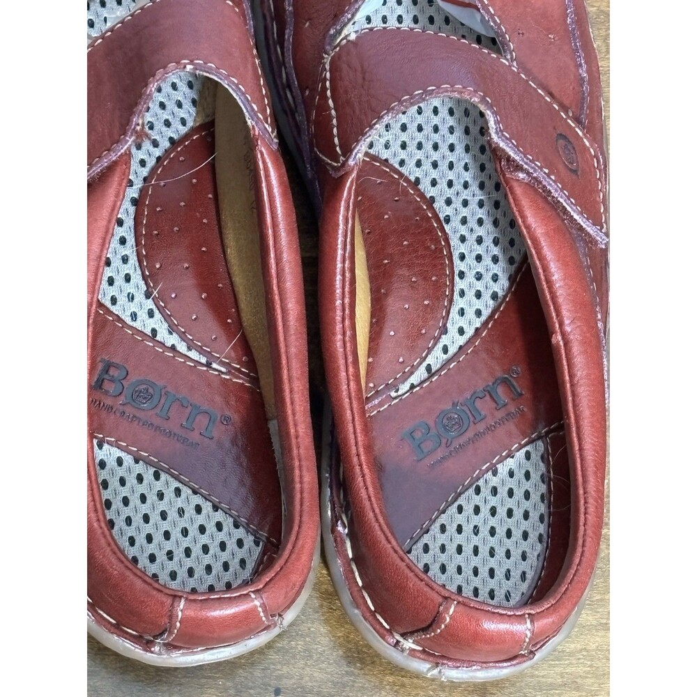 Born Mary Jane Mules Womens 7.5 Red Leather Slip On Shoe 38.5 Wide Strap Comfort - Picture 7 of 14